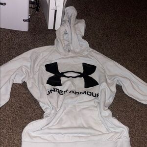 Under Armour White Hoodie with Black Emblem
